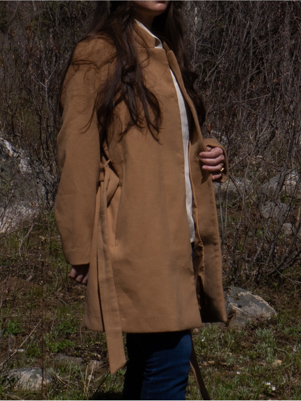 Classic Women's Camel Wrap Coat